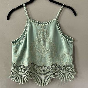 LA Hearts BoHo Embrioder & Lace Strap Crop